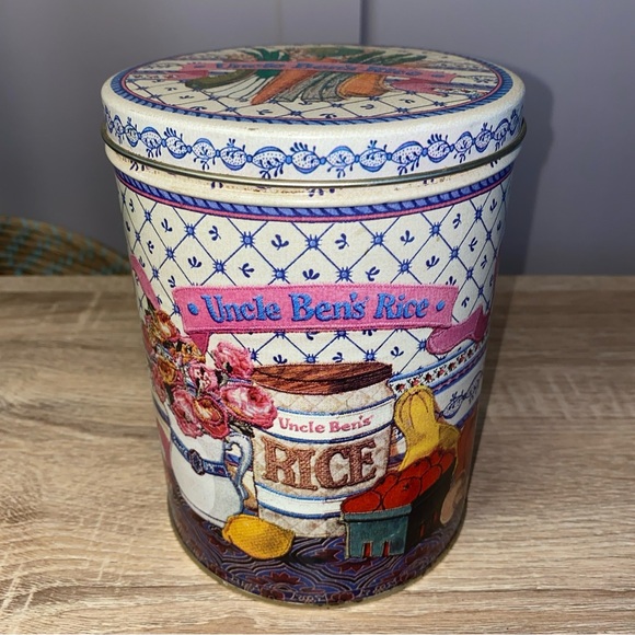 Other - Vintage 1987 Uncle Ben’s Rice Tin Canister Kitchen Decor 7.25” Farmhouse Cottage